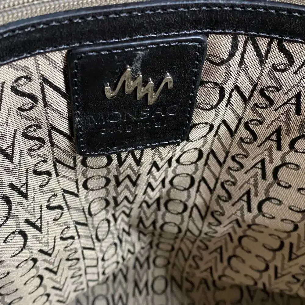 Monsac Black Leather Shoulder Bag | OS Regular